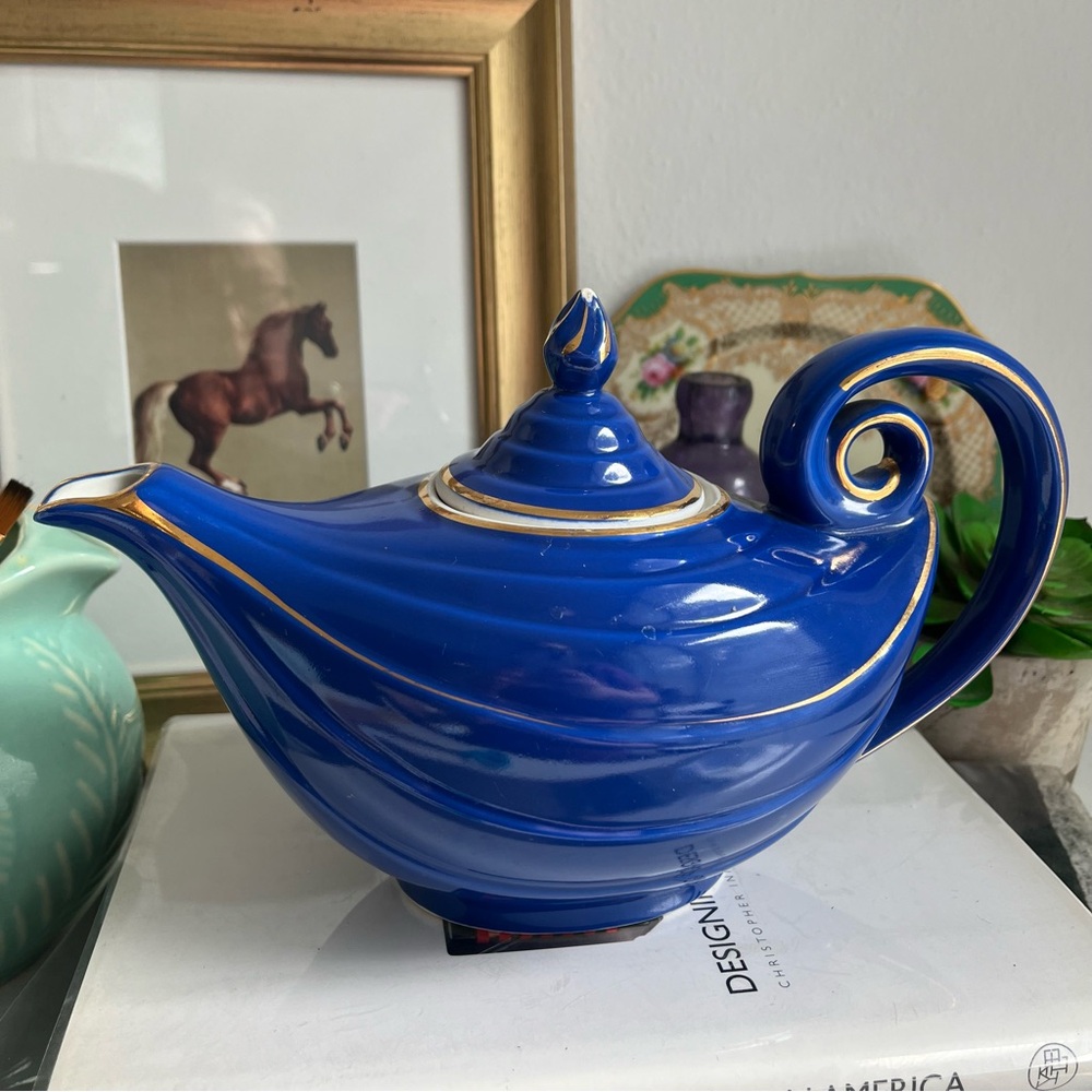 Vintage Hall Aladdin ceramic cobalt blue Teapot